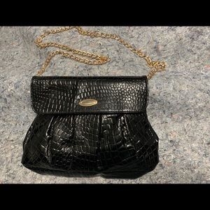 Black Vecceli Italy Croc Style Purse Handbag